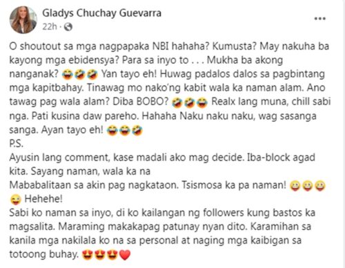 Gladys Guevarra Reacts To Rumors Linking Her To Pambansang Kolokoy