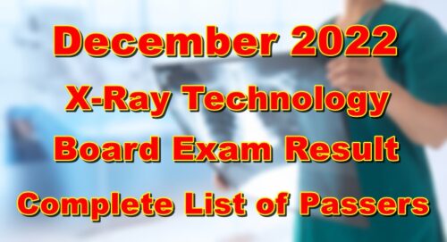 X-Ray Technology Board Exam Result