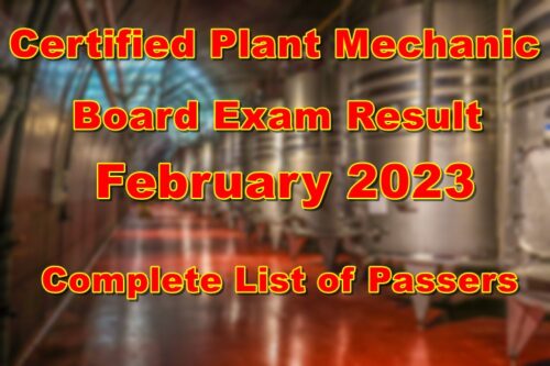 Certified Plant Mechanic Exam Result