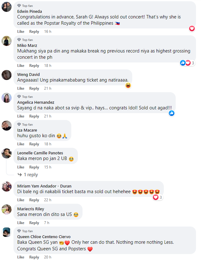 Sarah Concert Sold Out