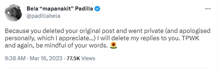 bela padilla tweet