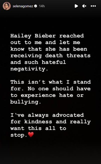 Selena Gomez IG Story