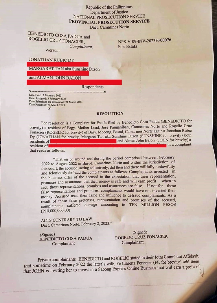 Sunshine Dizon Estafa Case: Daet, Camarines Norte Issues Decision