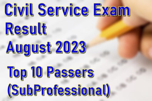 Civil Service Exam Result August 2023