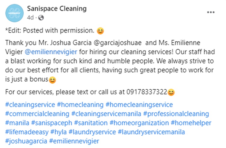 joshua garcia cleaning service post