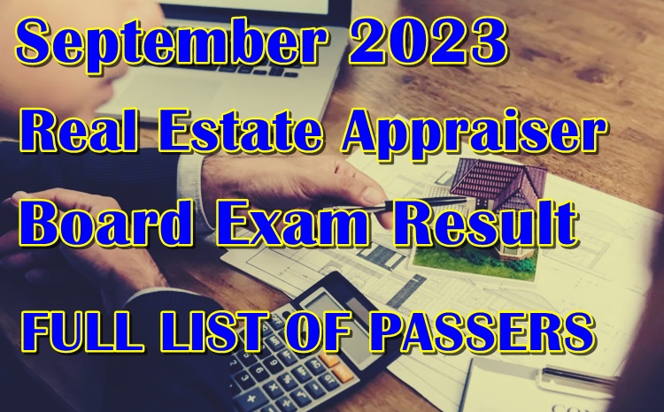 Real Estate Appraiser Board Exam Result September 2023| PhilNews