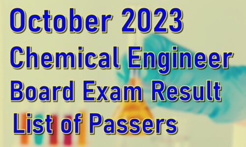 Chemical Engineer Board Exam Result October 2023