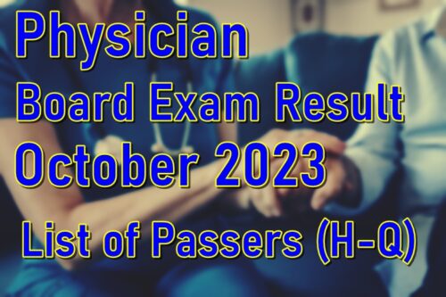 Physician Board Exam Result October 2023