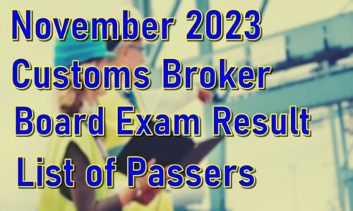 Customs Broker Board Exam Result November 2023