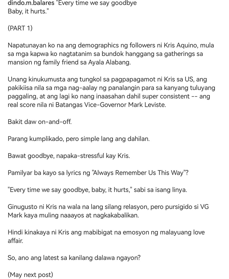 kris aquino post