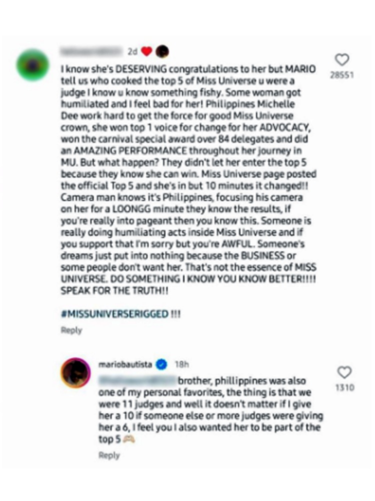 mario bautista comment