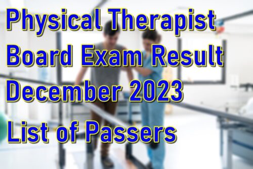 Physical Therapist Board Exam Result December 2023