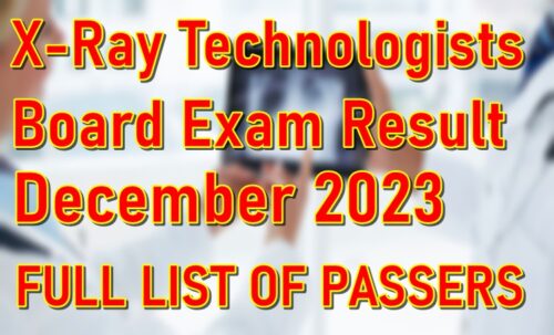 X-Ray Technologists Board Exam Result December 2023