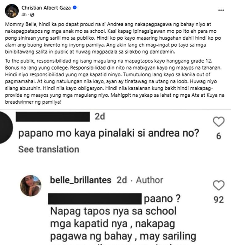 Andrea Brillantes: Mother Of Actress Receives Lecture From Xian Gaza ...