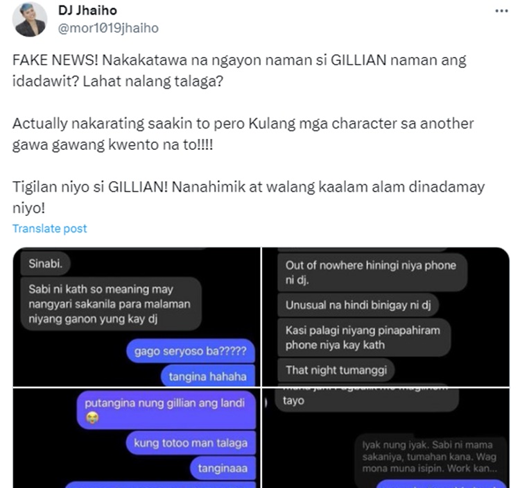dj jhaijo post daniel padilla gillian vicencio