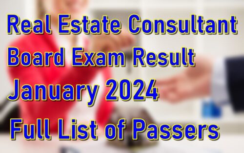 Real Estate Consultant Board Exam Result January 2024