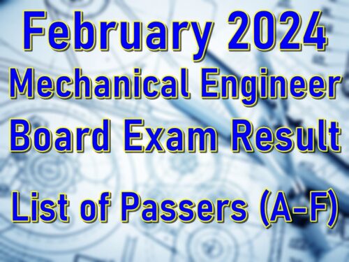 Mechanical Engineer Board Exam Result February 2024