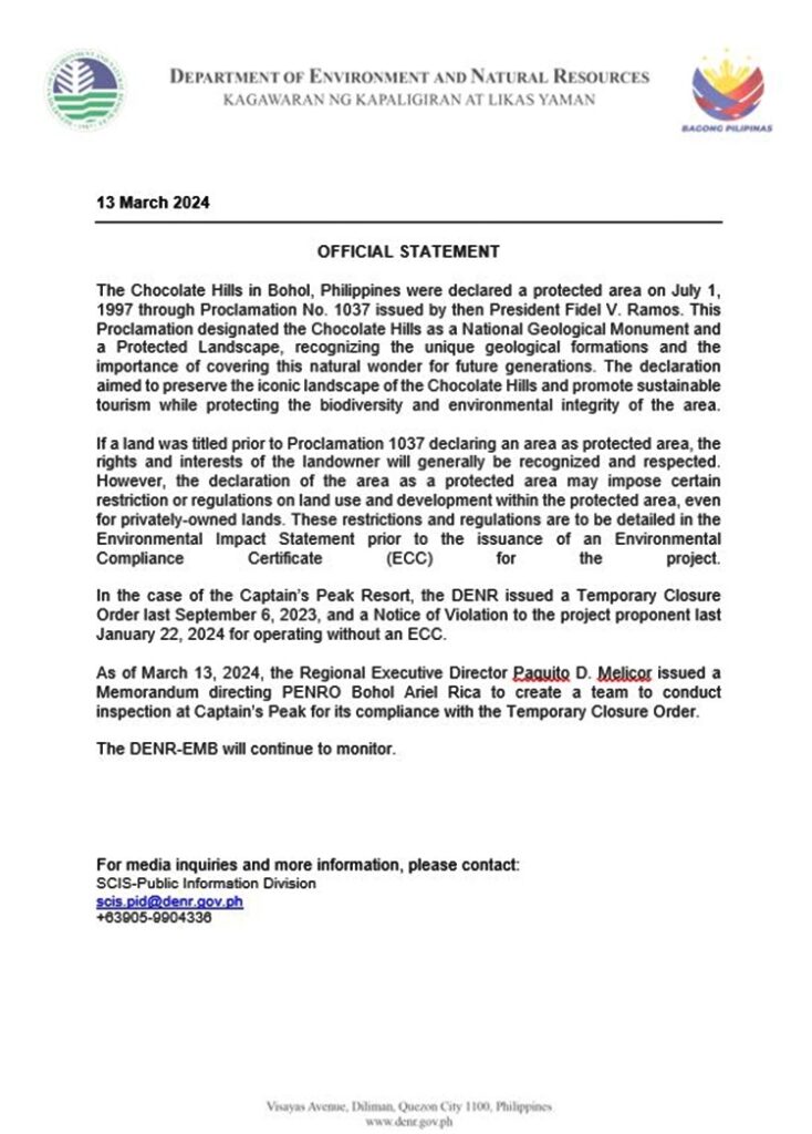 DENR Statement