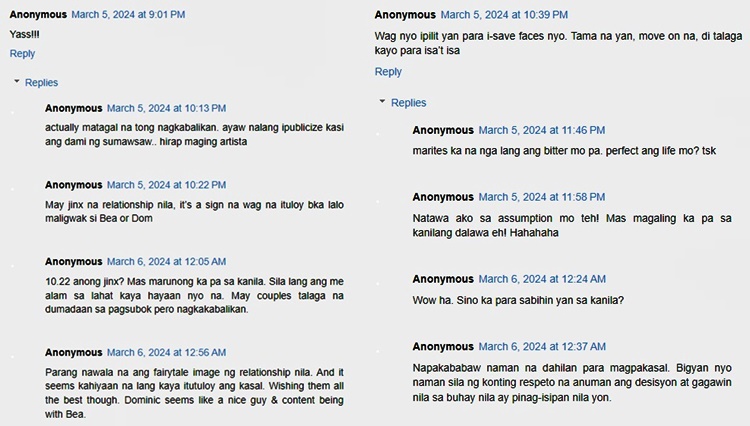 bea alonzo dominic roque comments
