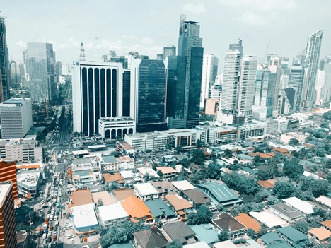 overview of a city with tall buildings