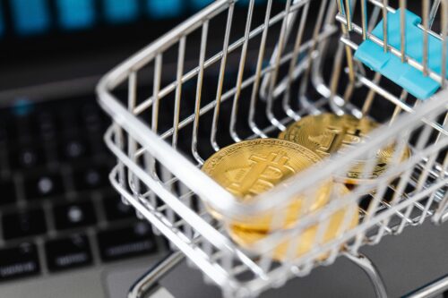 bitcoin in a shopping cart