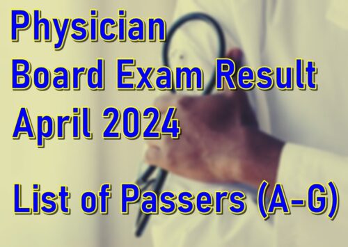 Physician Board Exam Result April 2024