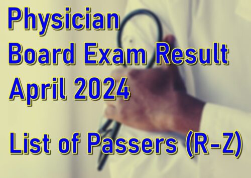 Physician Board Exam Result April 2024