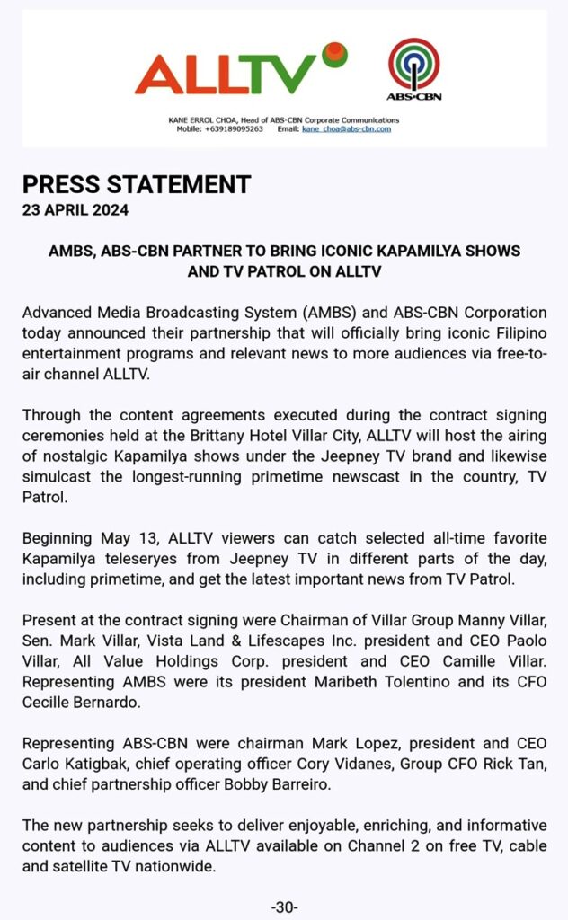 abs-cbn ambs partnership state