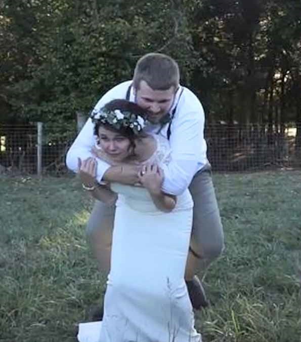 Bride and Groom Piggyback ride