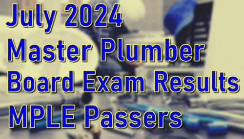 Master Plumber Board Exam Results July 2024