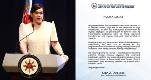 Sara Duterte Security Request