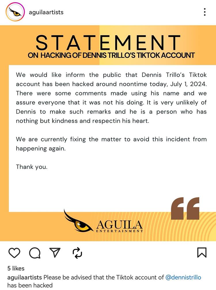 dennis trillo agency statement