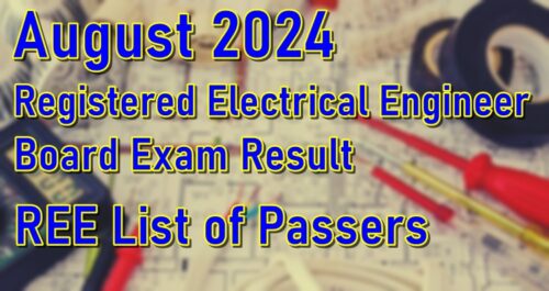Registered Electrical Engineer Board Exam Result August 2024