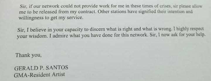 gerald santos letter