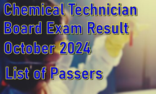 Chemical Technician Board Exam Result October 2024