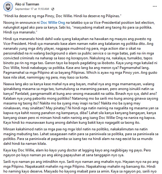 Netizen Open Letter Doc Willie Ong