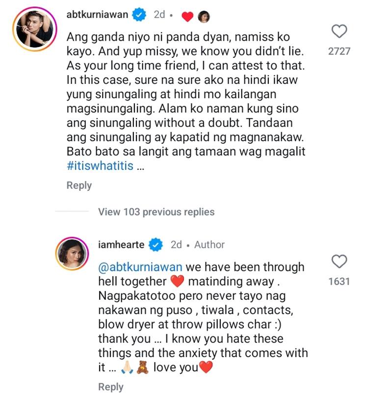 heart evangelista reply