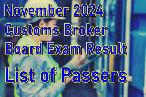 Customs Broker Board Exam Result November 2024