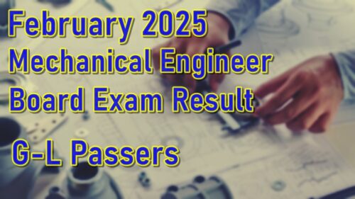 Mechanical Engineer Board Exam Result February 2025