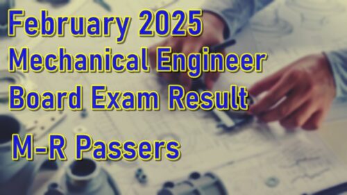 Mechanical Engineer Board Exam Result February 2025