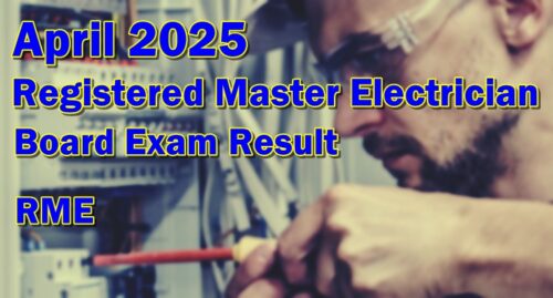 Registered Master Electrician Board Exam Result April 2025
