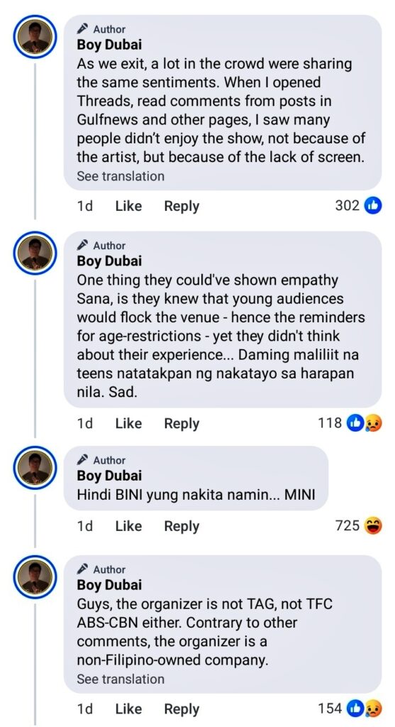 bini dubai concert comments
