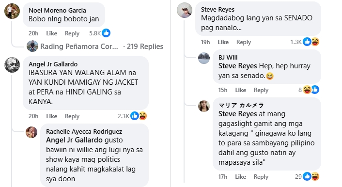 willie revillame comments