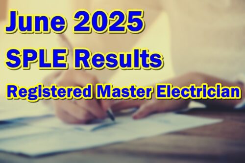 June 2025 SPLE Registered Master Electrician Results