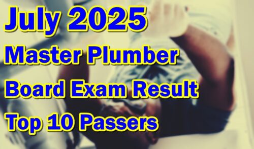 Master Plumber Board Exam Result July 2025