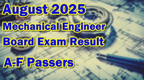 Mechanical Engineer Board Exam Result August 2025