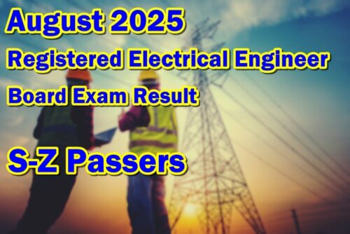 Registered Electrical Engineer Board Exam Result August 2025
