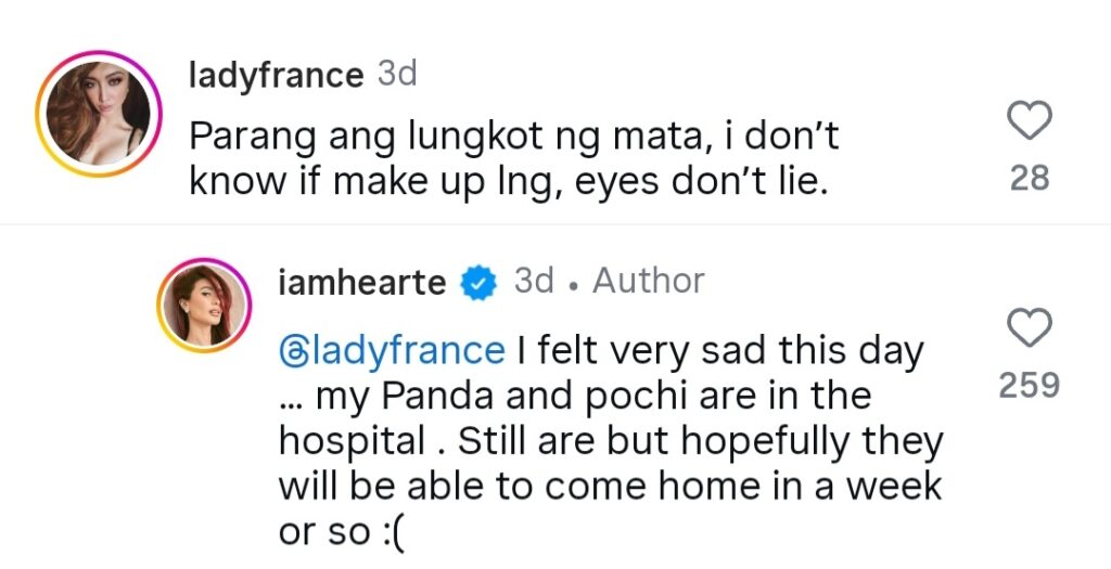 heart evangelista comment