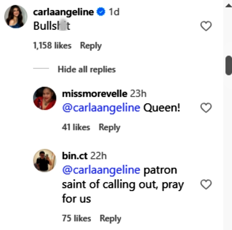 carla abellana comment