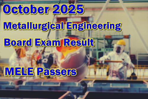 Metallurgical Engineering Board Exam Result October 2025